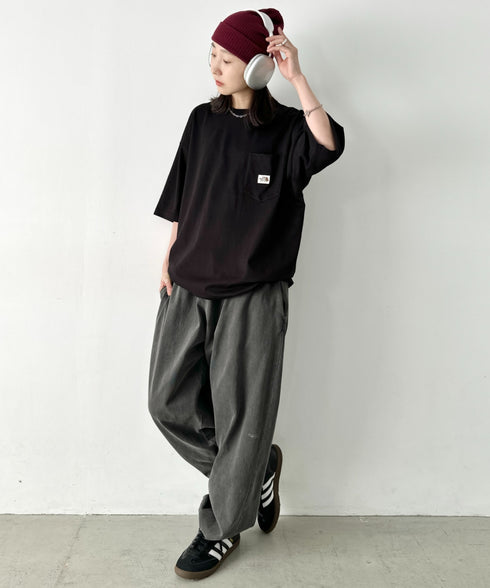 【】 THE NORTH FACE(ザ・ノースフェイス)/ルーズフィット ポケT クルーネック オーバーサイズ ユニセックス ポケット付き コットン 半袖 Tシャツ /POCKET S/S R/TEE | IM2261033 | ブラック