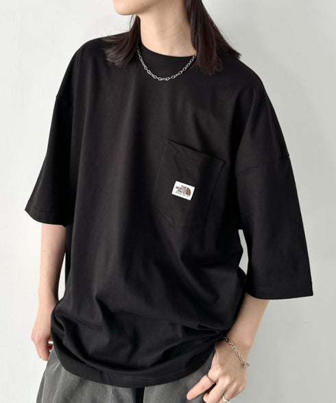 【】 THE NORTH FACE(ザ・ノースフェイス)/ルーズフィット ポケT クルーネック オーバーサイズ ユニセックス ポケット付き コットン 半袖 Tシャツ /POCKET S/S R/TEE | IM2261033 | ブラック