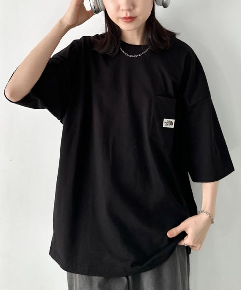 【】 THE NORTH FACE(ザ・ノースフェイス)/ルーズフィット ポケT クルーネック オーバーサイズ ユニセックス ポケット付き コットン 半袖 Tシャツ /POCKET S/S R/TEE | IM2261033 | ブラック