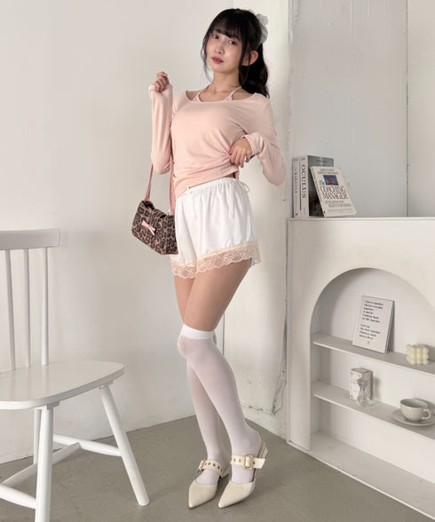 ダブルリボンサテンショートパンツ | LO2265043 | ホワイト