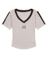 MUCENT(ムセント)/Vネック ライン クロップド ハーフ スリーブ Tシャツ/BINDING TRACK LINE HALF SLEEVE T | AT2261035 | ベージュ