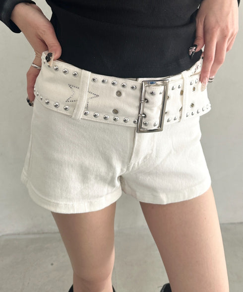 スタッズベルト付きタイトショートパンツ | BA2265006 | ホワイト