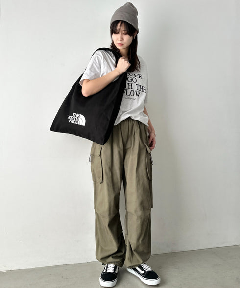 THE NORTH FACE(ザ・ノースフェイス)/A4 PC収納可能 ビッグサイズ トートバッグ コットン生地  ロゴプリント/TNF TRIG BAG | IM1261041 | ブラック