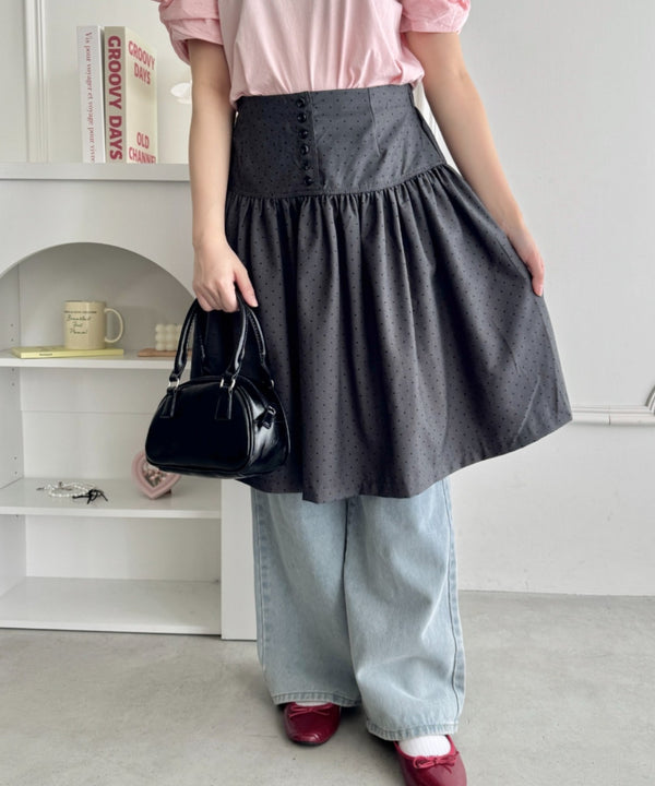 ピンドットミディスカート | SL2265068 | ブラック – Outfitter lab