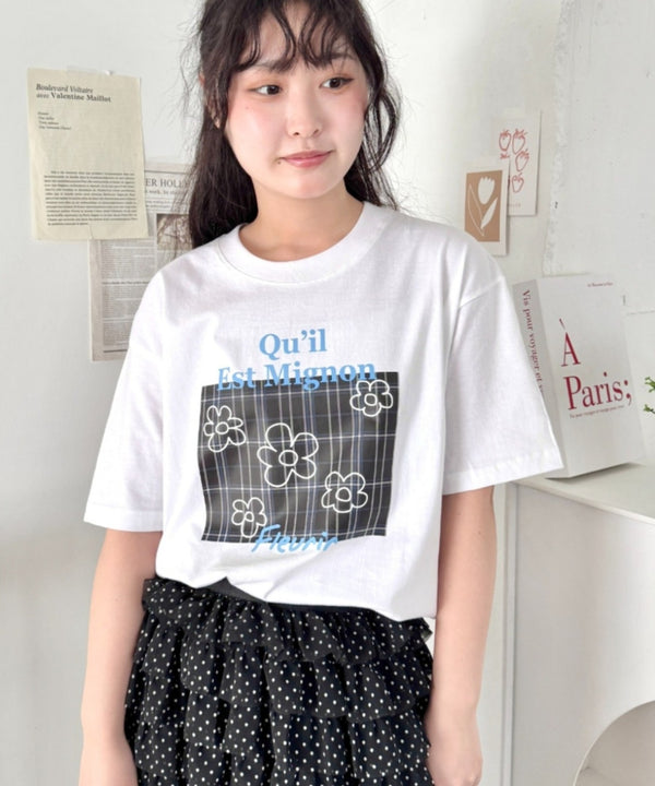 チェックボックスロゴプリント半袖Tシャツ | SL2262007 | ブラック
