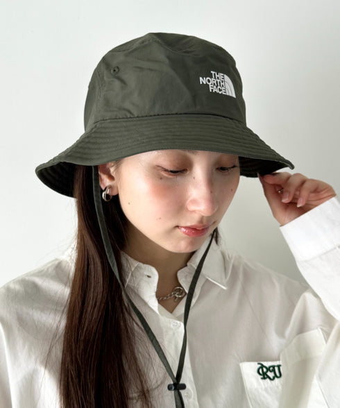【】THE NORTH FACE(ザ・ノースフェイス)/吸湿速乾 冷感素材 ナイロンバケットハット サファリハット アドベンチャーハット ロゴ刺繍/TNF LIGHT BUCKET HAT | IM5262011 | カーキ