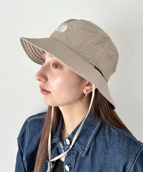 【】THE NORTH FACE(ザ・ノースフェイス)/吸湿速乾 冷感素材 ナイロンバケットハット サファリハット アドベンチャーハット ロゴ刺繍/TNF LIGHT BUCKET HAT | IM5262011 | ベージュ