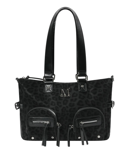 MUCENT(ムセント)/A4サイズ収納可 大容量 レオパード メタルロゴ ショルダーバッグ/ROZAN LEOPARD METAL LOGO SHOULDER BAG | AT1262015 | ブラック