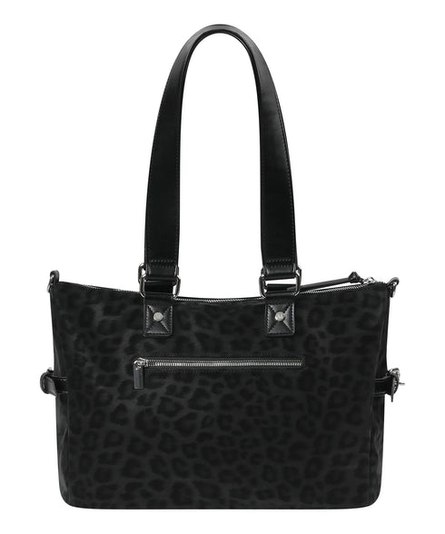 MUCENT(ムセント)/A4サイズ収納可 大容量 レオパード メタルロゴ ショルダーバッグ/ROZAN LEOPARD METAL LOGO SHOULDER BAG | AT1262015 | ブラック