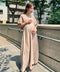 【マタニティ】産前・産後◎Vネックシャーリングロングワンピース Vネックデザインマタニティワンピース Vネックシャーリング楽々ワンピ サイドポケット付き■動画あり | MD2265052 | ベージュ