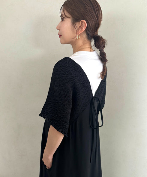 【マタニティ】産前・産後◎Vネックシャーリングロングワンピース Vネックデザインマタニティワンピース Vネックシャーリング楽々ワンピ サイドポケット付き■動画あり | MD2265052 | ブラック