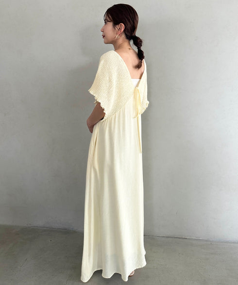 【マタニティ】産前・産後◎Vネックシャーリングロングワンピース Vネックデザインマタニティワンピース Vネックシャーリング楽々ワンピ サイドポケット付き■動画あり | MD2265052 | アイボリー