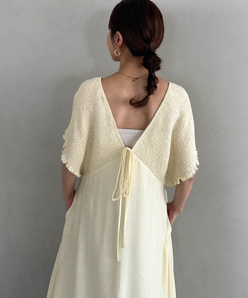 【マタニティ】産前・産後◎Vネックシャーリングロングワンピース Vネックデザインマタニティワンピース Vネックシャーリング楽々ワンピ サイドポケット付き■動画あり | MD2265052 | アイボリー
