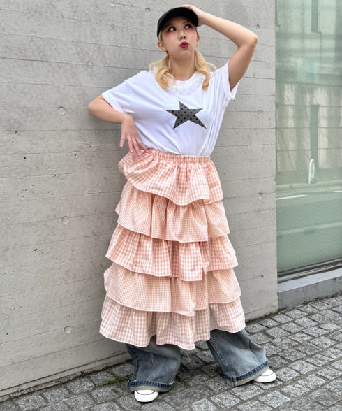 ギンガムチェックボリュームティアードスカート | SL2265079 | ピンク