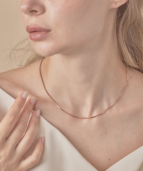 シンプルスネークチェーンネックレス1mm / simple snake necklace | SW4265083 | ピンク