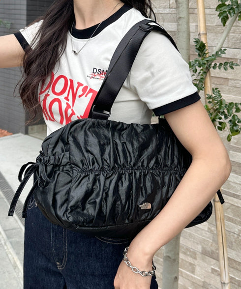 【】THE NORTH FACE(ザ・ノースフェイス)/ショルダートートバッグ ギャザーデザイン ロゴプレート/BONNEY SR SHOULDER TOTE | IM1262024 | ブラック