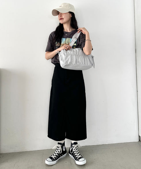 【】THE NORTH FACE(ザ・ノースフェイス)/ショルダートートバッグ ギャザーデザイン ロゴプレート/BONNEY SR SHOULDER TOTE | IM1262024 | ライトグレー