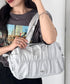 【】THE NORTH FACE(ザ・ノースフェイス)/ショルダートートバッグ ギャザーデザイン ロゴプレート/BONNEY SR SHOULDER TOTE | IM1262024 | ライトグレー