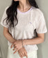 POLOCHAMPS(ポロチャンプス)/ ワンポイント刺繍 クルーネック半袖Tシャツ ボーダー/刺繍Tシャツ | IM2262028 | パープル