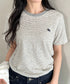 POLOCHAMPS(ポロチャンプス)/ ワンポイント刺繍 クルーネック半袖Tシャツ ボーダー/刺繍Tシャツ | IM2262028 | グレー