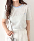POLOCHAMPS(ポロチャンプス)/ ワンポイント刺繍 クルーネック半袖Tシャツ ボーダー/刺繍Tシャツ | IM2262028 | サックスブルー