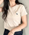 POLOCHAMPS(ポロチャンプス)/無地 ワンポイント刺繍 クロップド丈 短丈 クルーネック/カラー刺繍Tシャツ | IM2262031 | ベージュ