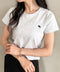 POLOCHAMPS(ポロチャンプス)/無地 ワンポイント刺繍 クロップド丈 短丈 クルーネック/カラー刺繍Tシャツ | IM2262031 | ライトグレー
