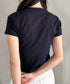 POLOCHAMPS(ポロチャンプス)/無地 ワンポイント刺繍 クロップド丈 短丈 クルーネック/カラー刺繍Tシャツ | IM2262031 | ネイビー
