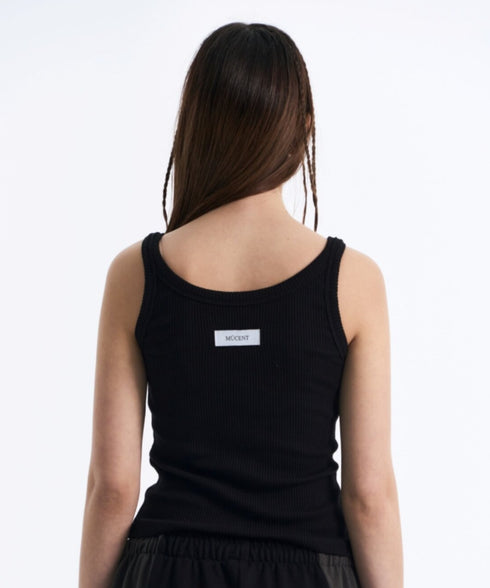 MUCENT(ムセント)/バック ディティール スリーブレス アメスリ タンクトップ/BACK DETAIL SIGNATURE SLEEVELESS | AT2262042 | ブラック