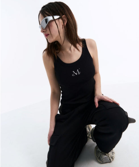 MUCENT(ムセント)/バック ディティール スリーブレス アメスリ タンクトップ/BACK DETAIL SIGNATURE SLEEVELESS | AT2262042 | ブラック