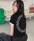 MUCENT(ムセント)/バックロゴ 配色 リングカラー クロップド 半袖 Tシャツ/RINGER HALF T | AT2262043 | ブラック