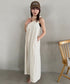 Vネック タック入りロングワンピース 肩ギャザーワンピース | MD2262012 | アイボリー