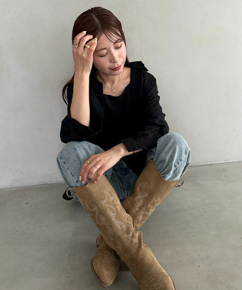 【ナチュラル × 軽やか】シャツ、タンクトップ２点セット晩夏向け冷房・日焼け防止におすすめ | MD2265081 | ブラック