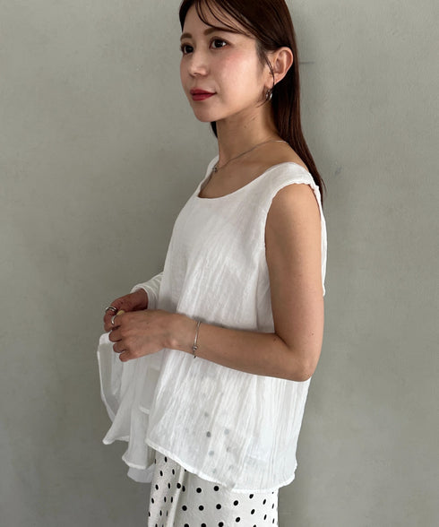 【ナチュラル × 軽やか】シャツ、タンクトップ２点セット晩夏向け冷房・日焼け防止におすすめ | MD2265081 | ホワイト