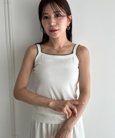 単品使いやインナーとしても♪配色キャミソール | MD2262025 | ホワイト