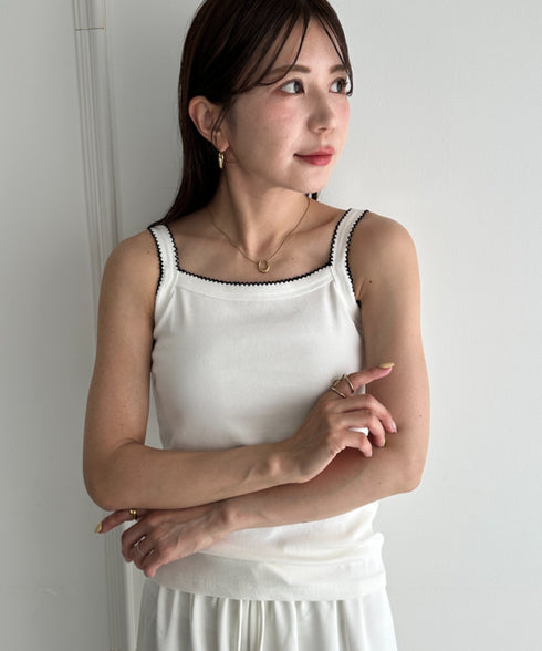 単品使いやインナーとしても♪配色キャミソール | MD2262025 | ホワイト