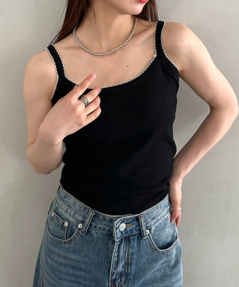 単品使いやインナーとしても♪配色キャミソール | MD2262025 | ブラック