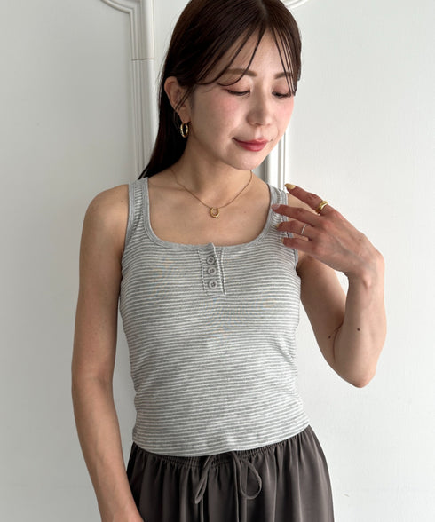 カップ付きヘンリーボーダータンクトップ | MD2262035 | グレー