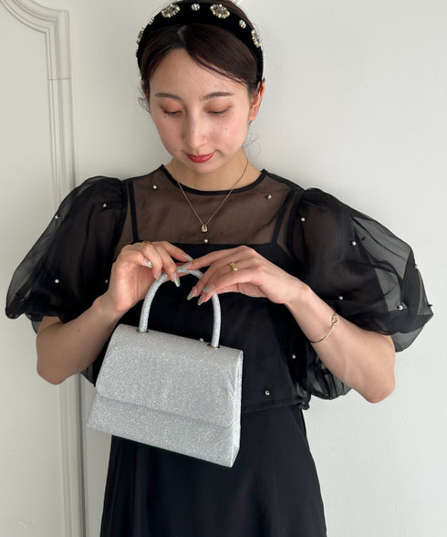 2WAYスクエアハンドバッグ ショルダーバッグ パーティーバッグ結婚式 オケージョン パーティー お呼ばれ | MD1265083 | シルバー