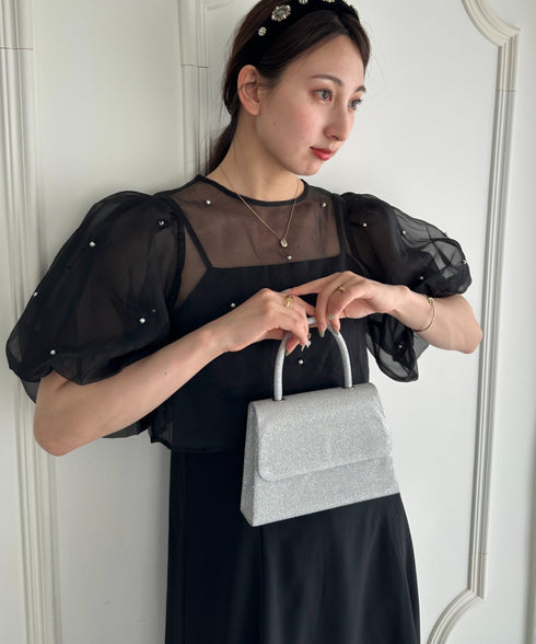 2WAYスクエアハンドバッグ ショルダーバッグ パーティーバッグ結婚式 オケージョン パーティー お呼ばれ | MD1265083 | シルバー