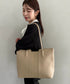【A4収納可】通勤にぴったり PUクラシックトートバッグ | MD1265086 | ベージュ