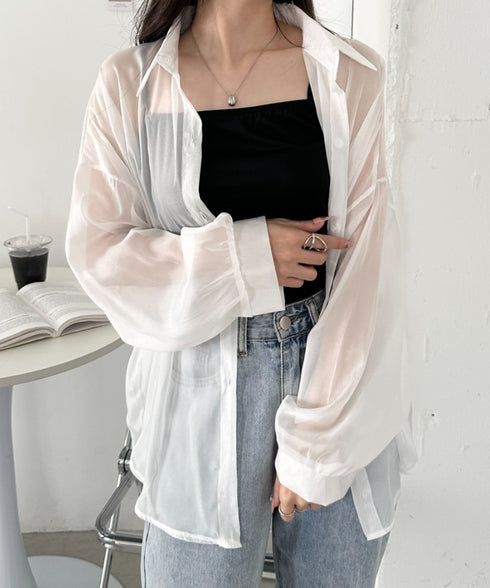 キャミ付き長袖シアーシャツ | CL2265039 | ホワイト