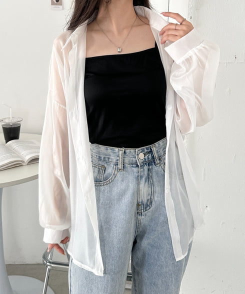 キャミ付き長袖シアーシャツ | CL2265039 | ホワイト