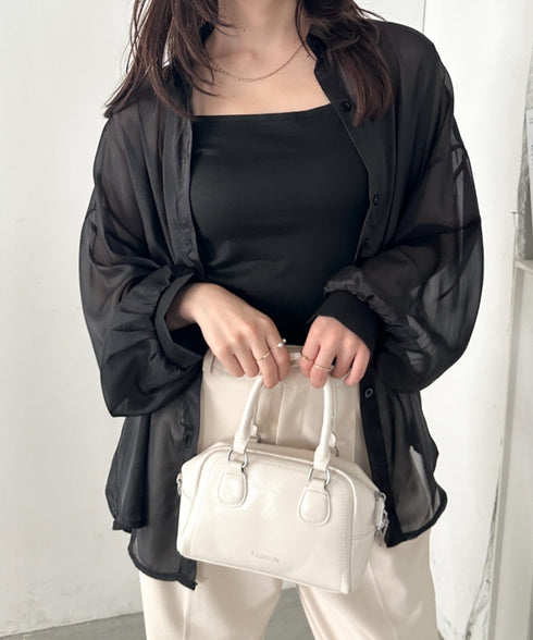 キャミ付き長袖シアーシャツ | CL2265039 | ブラック系その他