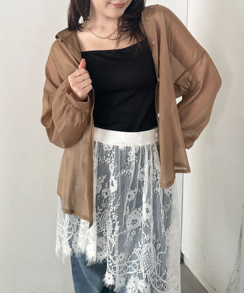キャミ付き長袖シアーシャツ | CL2265039 | ベージュ