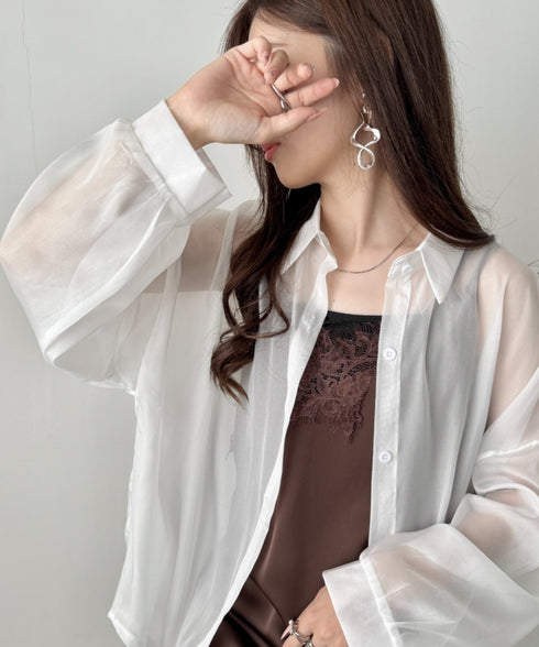 キャミ付き長袖シアーシャツ | CL2265039 | ホワイト