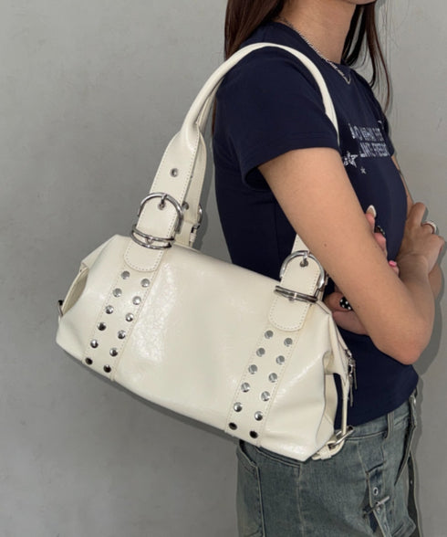 スタッズミニボストンバッグ | BA2265066 | アイボリー