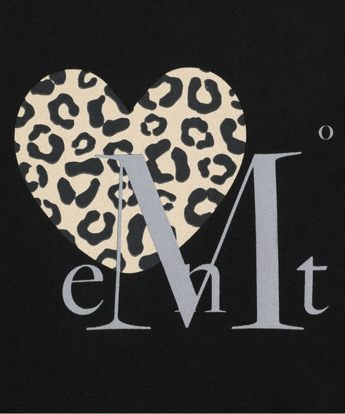 MUCENT(ムセント)/レオパード ヒョウ柄 ハート ハーフ クロップド Tシャツ トップス/SIERRA LEOPARD HEART HALF T UNISEX | AT2262062 | ブラック