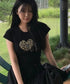 MUCENT(ムセント)/レオパード ヒョウ柄 ハート ハーフ クロップド Tシャツ トップス/SIERRA LEOPARD HEART HALF T UNISEX | AT2262062 | ブラック