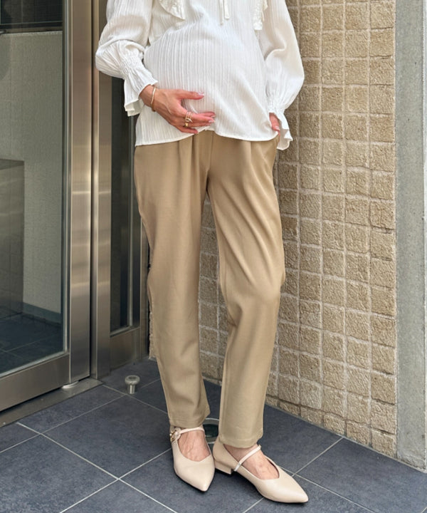 【マタニティ】お腹楽々のびのびマタニティテーパードパンツ 美シルエット | MD2265098 | ベージュ